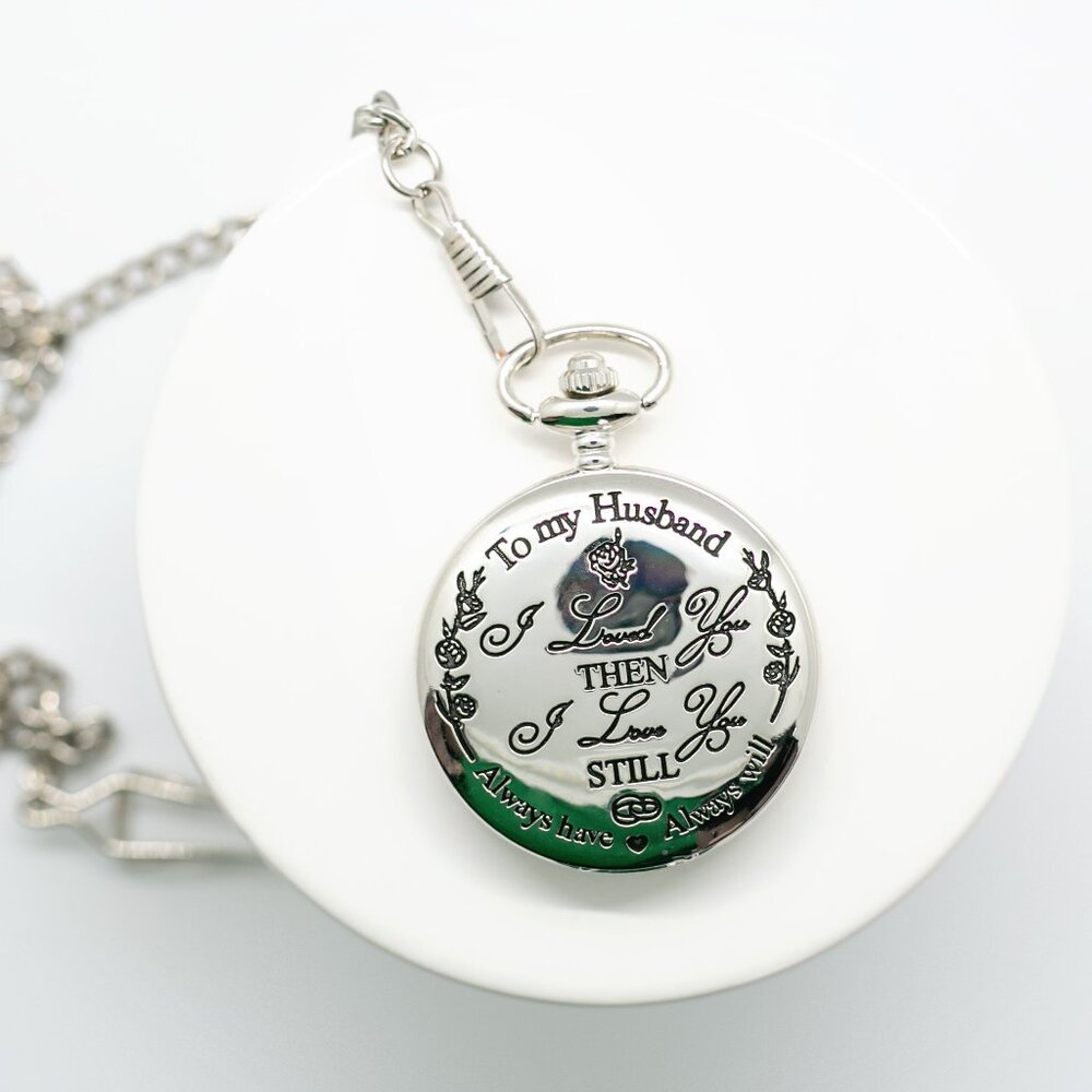 Silver Color "To My Husband" Pocket Watch